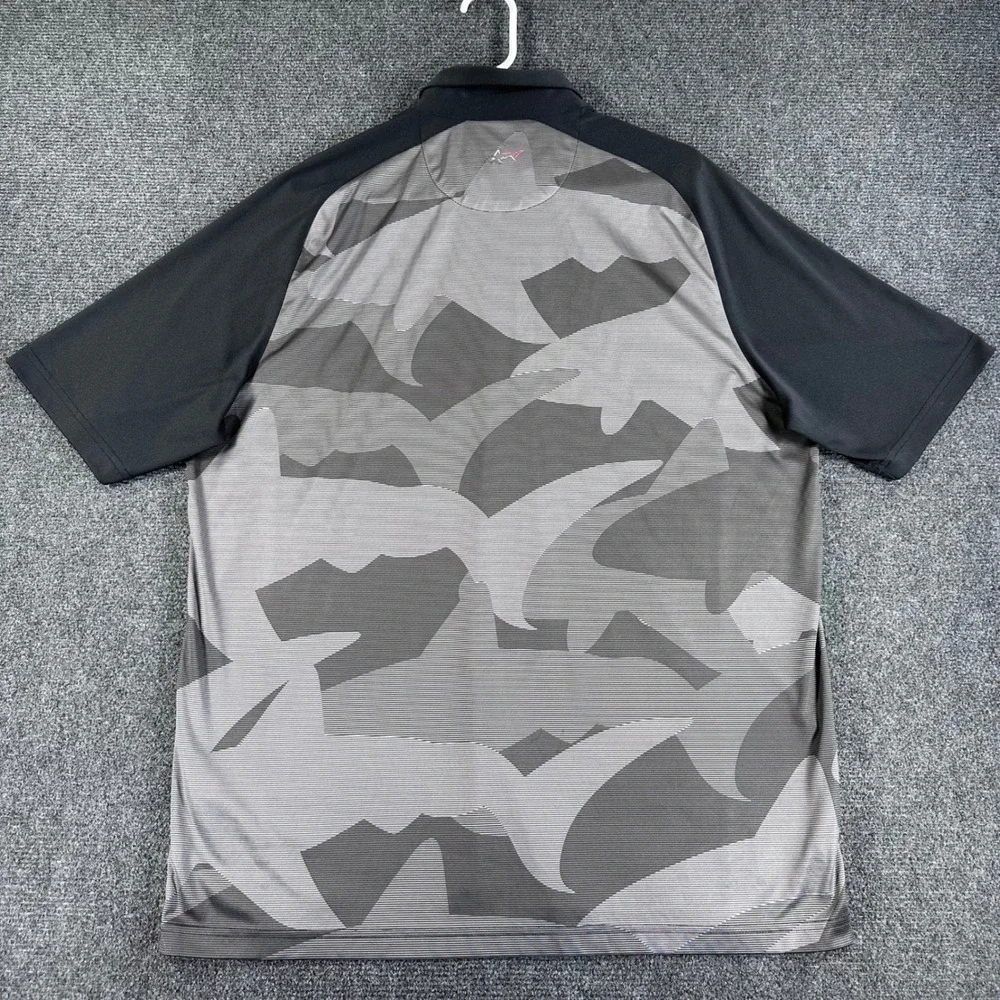 Greg Norman ML75 Play Dry Mens XL Grey Black Shark Camo Golf Polo Shirt GNS2K461